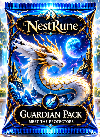 NestRune Guardian Pack — luminous blue illustrated wrapper